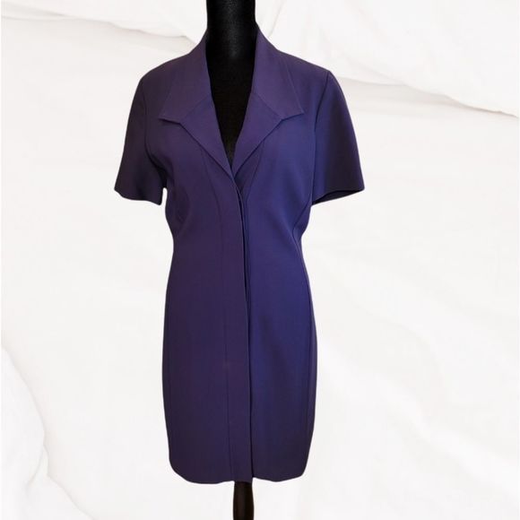 Celine Vintage Button-Up Dress โ Dark Blue, Classic Midi, Size 38 (US 6/8) - Picture 2 of 16